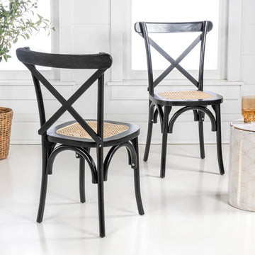 Cassis Traditional X-Back Wood Rattan Dining Chair - JONATHAN Y
